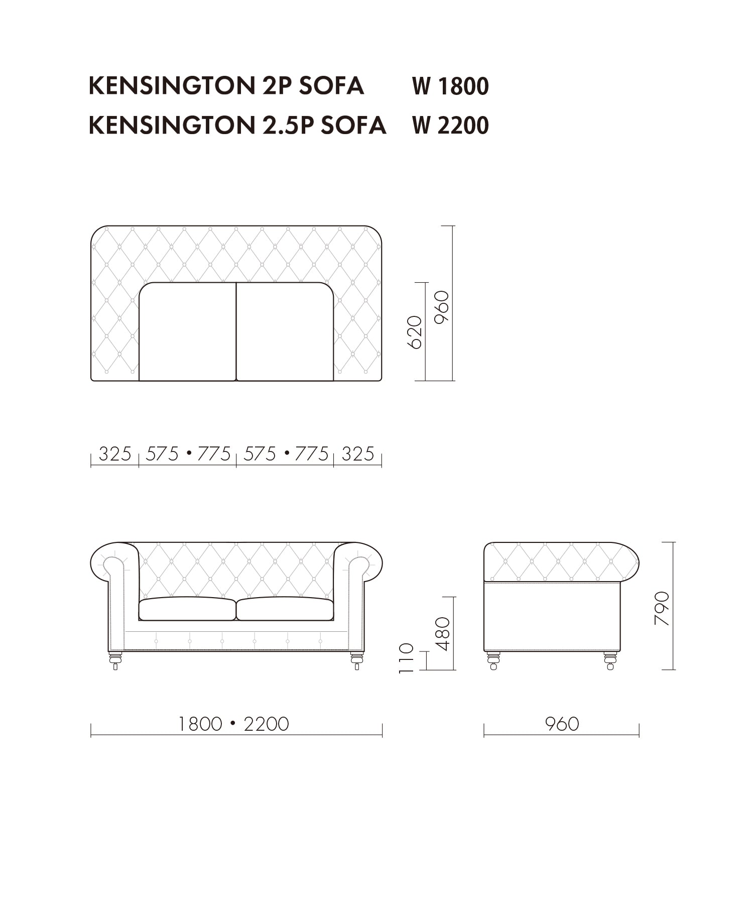 KENSINGTON 2.5P SOFA BIKERTAN