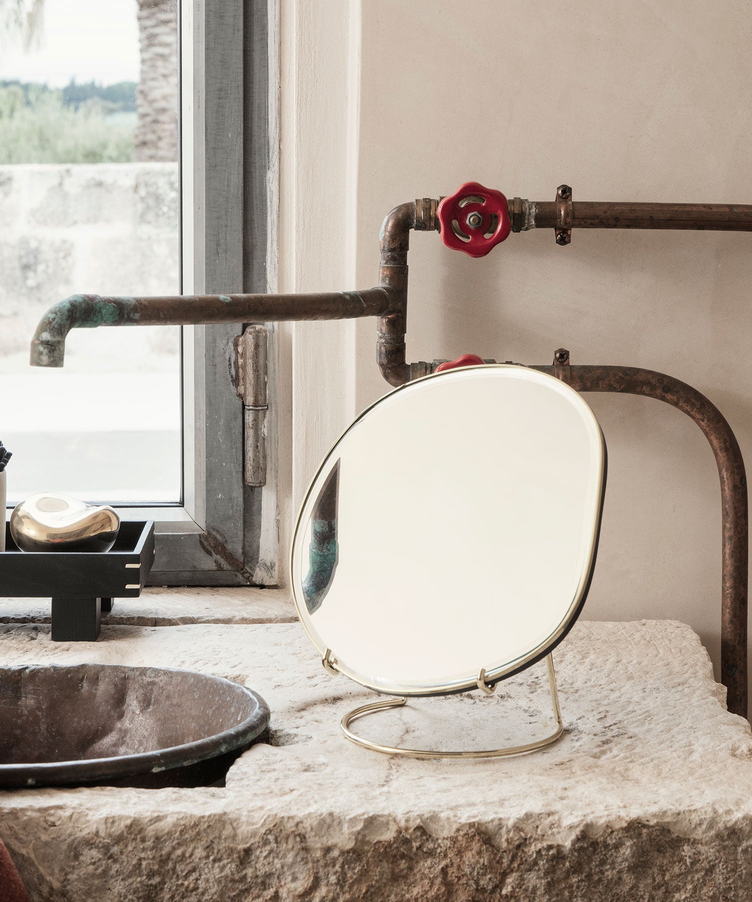 Pond Table Mirror Brass