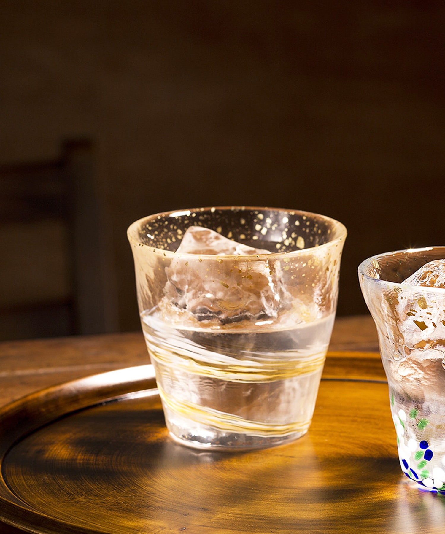 津軽びいどろ 氷華 金彩ロックグラス