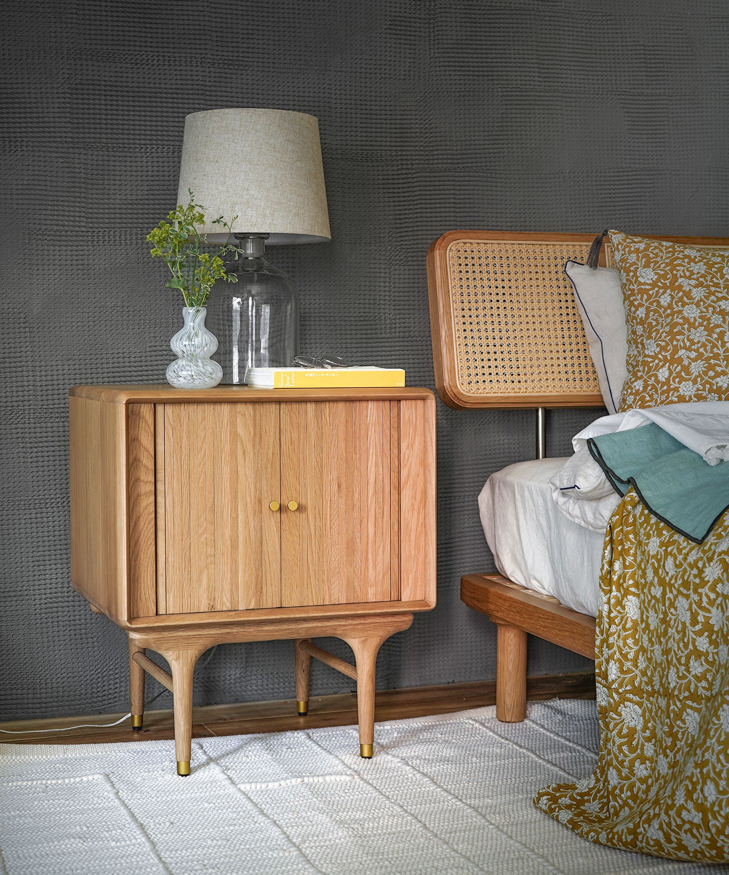 JULIE 2DOOR BEDSIDE TABLE WHITE OAK