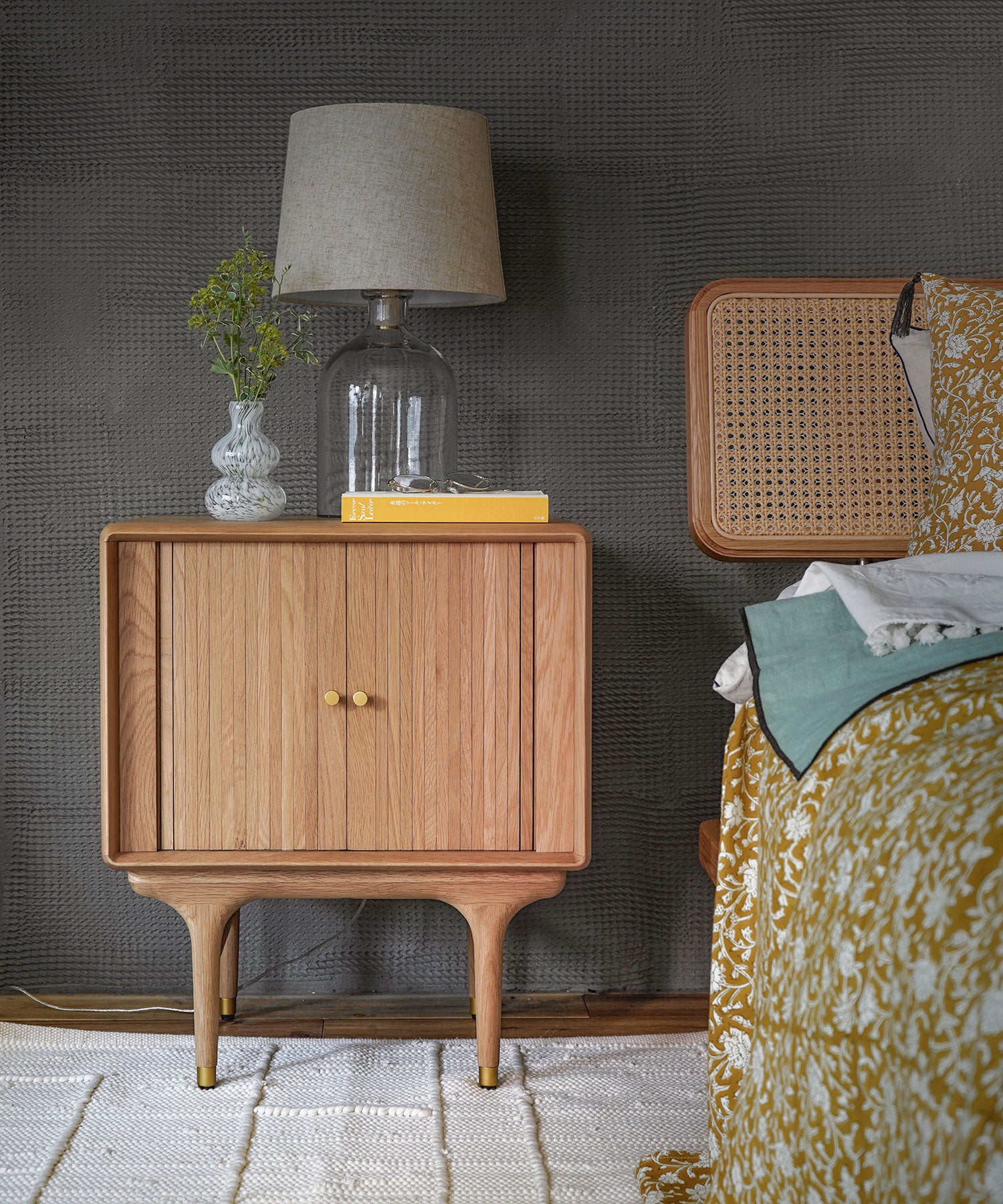 JULIE 2DOOR BEDSIDE TABLE WHITE OAK