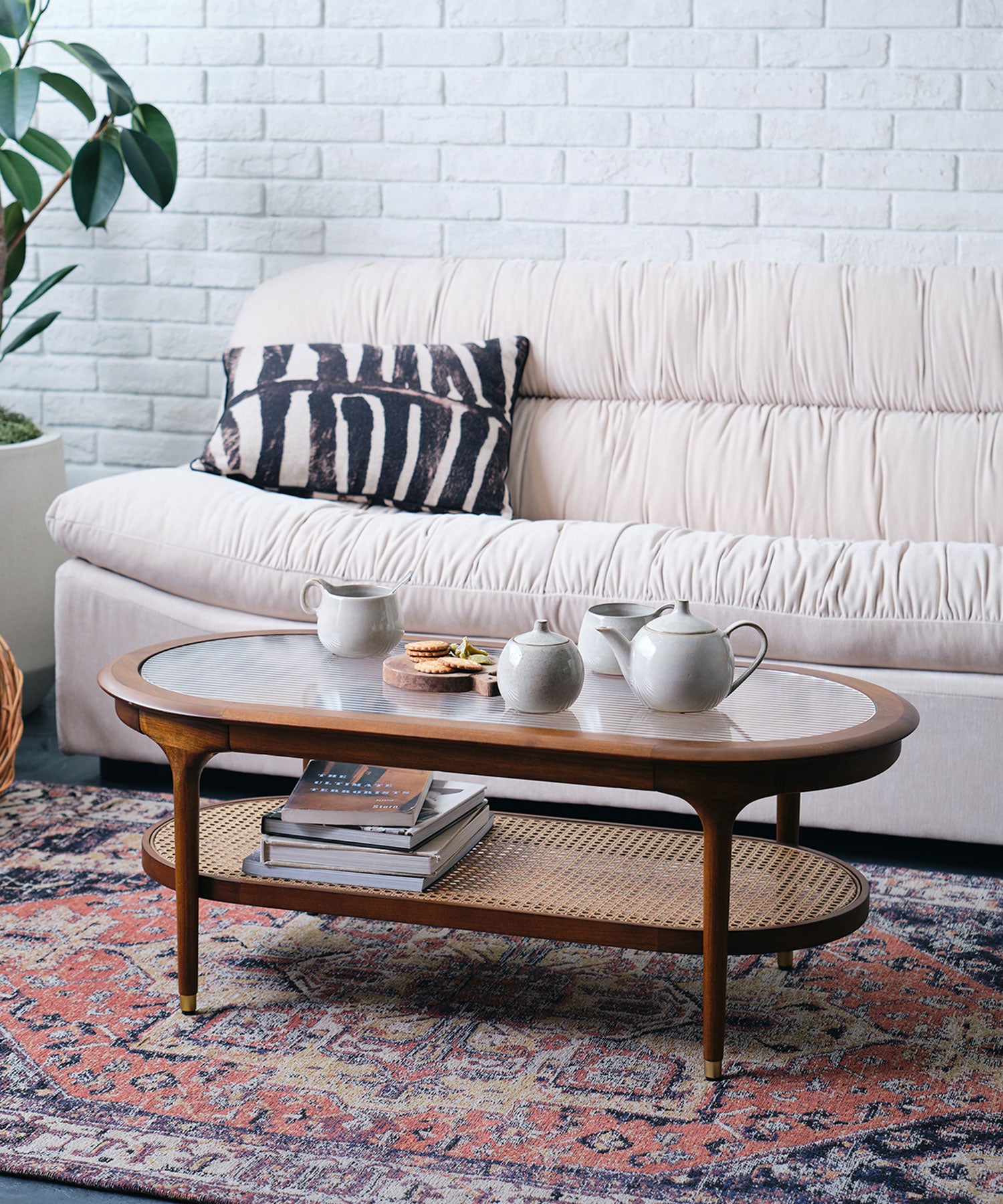 JULIE GLASS OVAL COFFEE TABLE