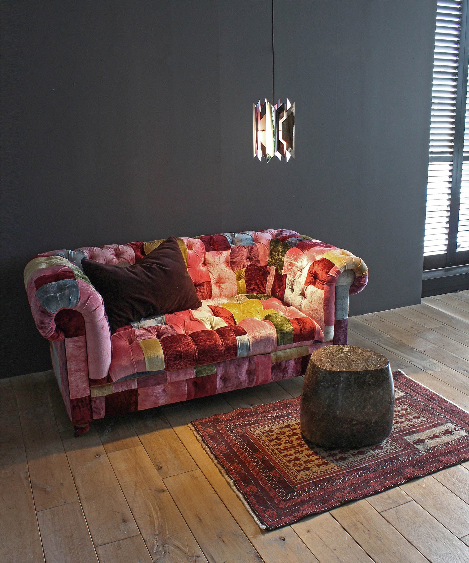 BENSINGTON 2P SOFA VELVET PATCHWORK BOHEM