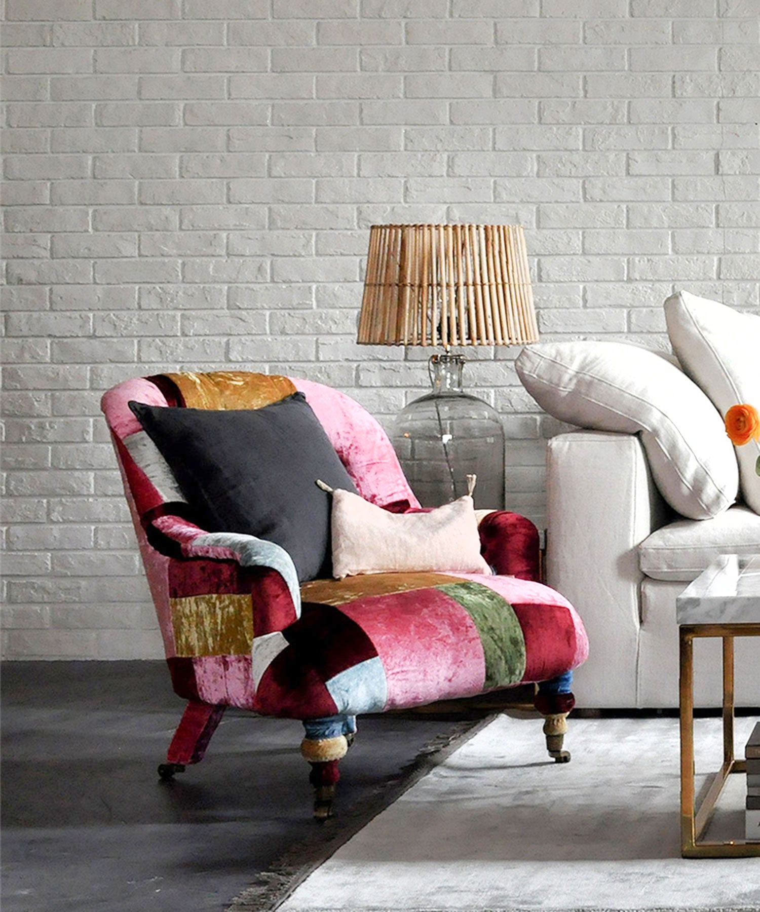 ANNE CHAIR VELVET PATCHWORK BOHEM